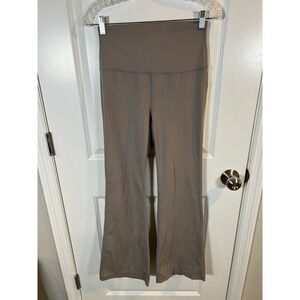 Yogalicious Lux Womens Flare Pants High Waisted Taupe Brown L